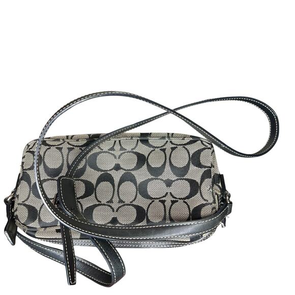 Coach Style 6073 Black Gray Signature crossbody Bag Y2K Vintage Pochette Hobo - Picture 3 of 9